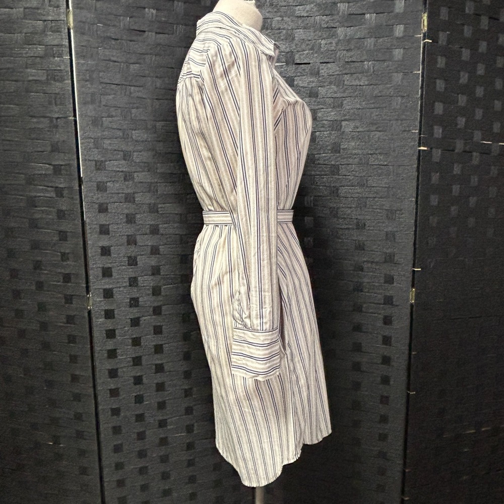 Calvin‎ Klein 4 Striped Button Down Shirt Dress Belted Knee Length - Picture 4 of 10